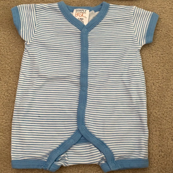 Blue striped button up one piece - Picture 1 of 2